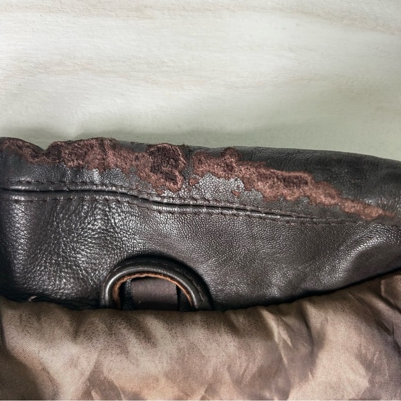 Vintage 90’s IZOD Brown Chocolate 100% Leather Bomber Jacket Overcoat Size XL - Picture 6 of 15